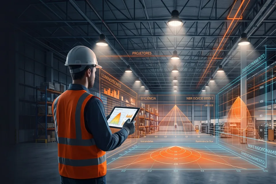 Iluminação de escritórios, fábricas e galpões: o que um projeto luminotécnico precisa entregar